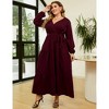 Clearlove Women's Plus Size V-Neck Long Sleeves A-Line Pleated Floor Length Formal Dress - 3 of 4