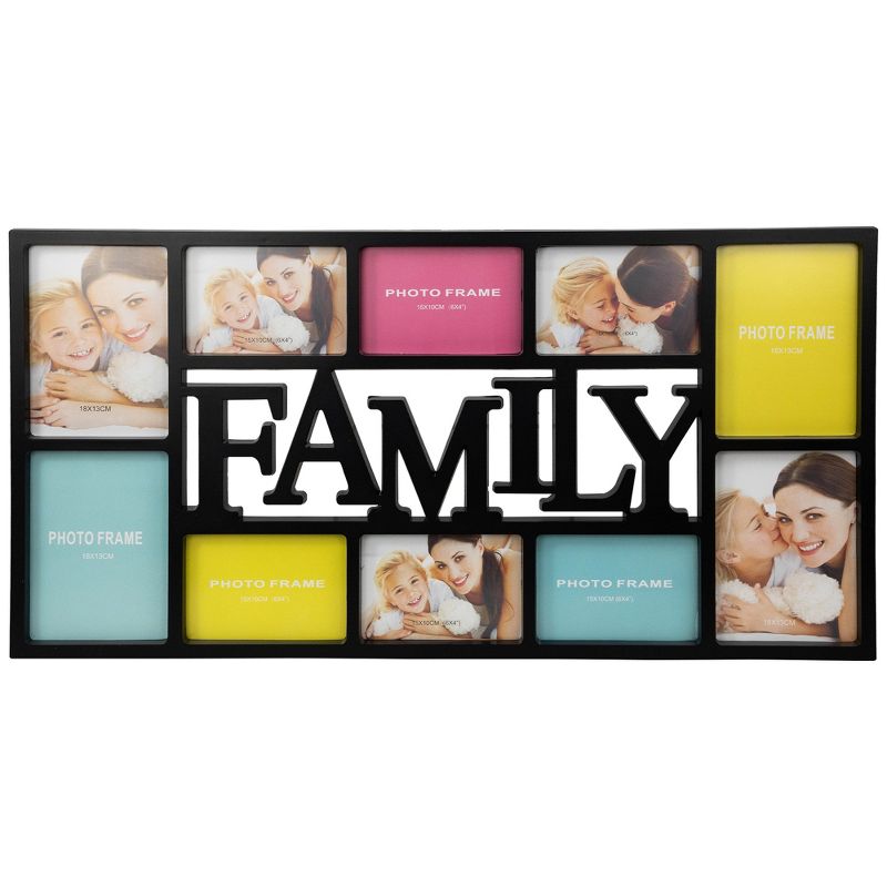 Northlight 28.75" Black Dual-Sized 'Family' Collage Picture Frame, 1 of 8