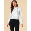 INSPIRE CHIC Women's Bow Tie Neck Keyhole Back Grid Checks Office Work Blouses - 2 of 4