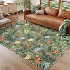 Modern Living Room Rugs Floral Rustic Area Rug Soft Foldable Accent Rug Low Pile Non-Slip Rug for Dining Room Home Office - 2 of 4