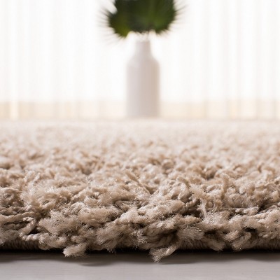 Athens Beige Synthetic Shag Runner Rug 2'3" x 8'