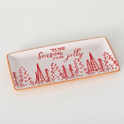 10.25"L Sullivans 'tis The Season Christmas Platter Red-White Indoor Christmas Decor