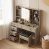 Barbie Pink Particle Board Tempered Glass Tabletop Laminated with Textured Melamine 5-Drawer Dressing Table Set - 2 of 4