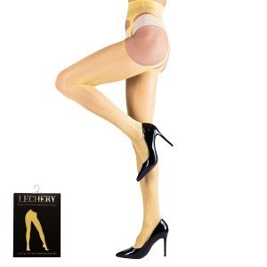 LECHERY Women's Lustrous Silky Shiny Sheer Suspender High-Waisted No Waistband Nylons Pantyhose Tights Stockings (1 Pair) - 1 of 4