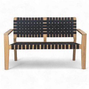 Christopher Knight Home Adkins Patio Rustic Woven Rope Acacia Wood Loveseat - 1 of 4