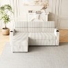 TiramisuBest 85 Inches Corduroy Sofa Bed, Modular Sectional Sofa with Storage, Sideboard Buffet Style Design for Living Room - 3 of 4