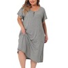 Agnes Orinda Women's Plus Size Short Sleeve Scoop Neck Soft with Pockets Nightgowns - 2 of 4