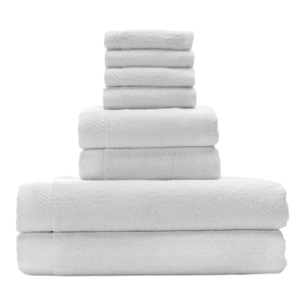 Photos - Towel 8pc Viscose from Bamboo Luxury Bath  Set White - BedVoyage