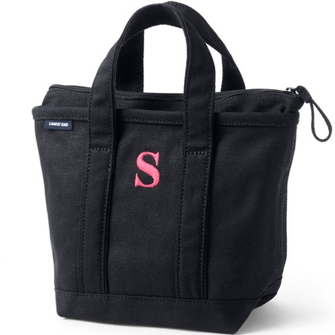  Lands' End Solid Zip Top Canvas Tote Black/black No SzSmall :  Clothing, Shoes & Jewelry