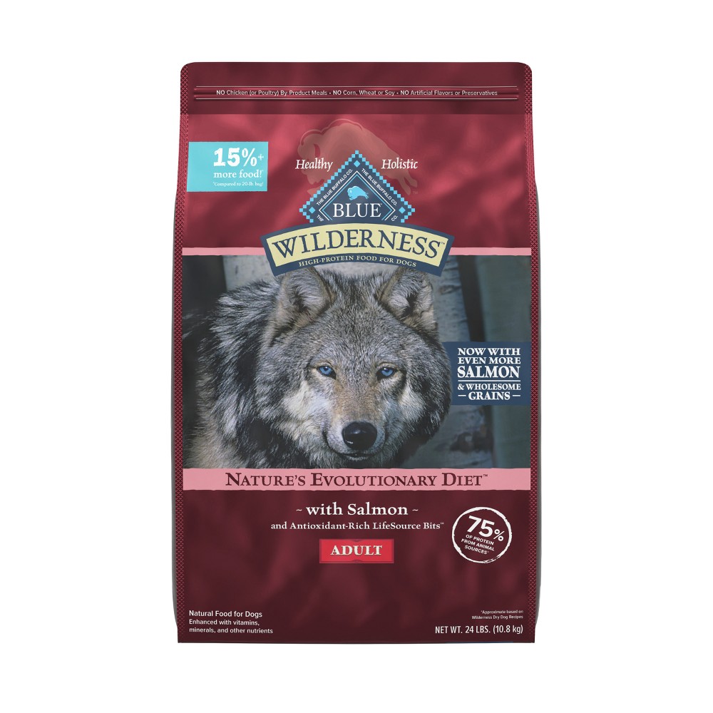 Blue Buffalo Wilderness Adult Dry Dog Food with Salmon Flavor - 24lbs