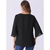 Allegra K Women's 3/4 Split Sleeve V Neck Flowy Mesh Casual Dressy Tunic Top - 4 of 4