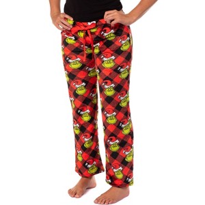 Seven Times Six Dr Seuss Woman's The Grinch Fleece Pajama Pants Junior's Adjustable Waist - 1 of 4