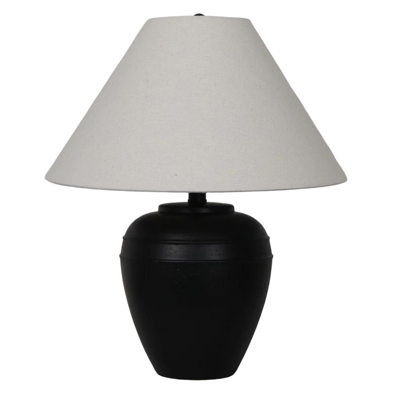 SAGEBROOK HOME 21&#34; Textured Table Lamp Tapered Shade Black/White, 1 of 2