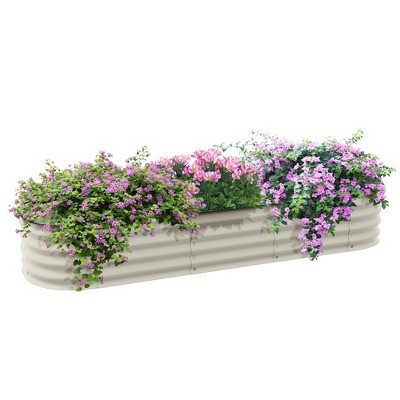 Outsunny Galvanized Raised Garden Bed Kit, Metal Planter Box with Safety Edging