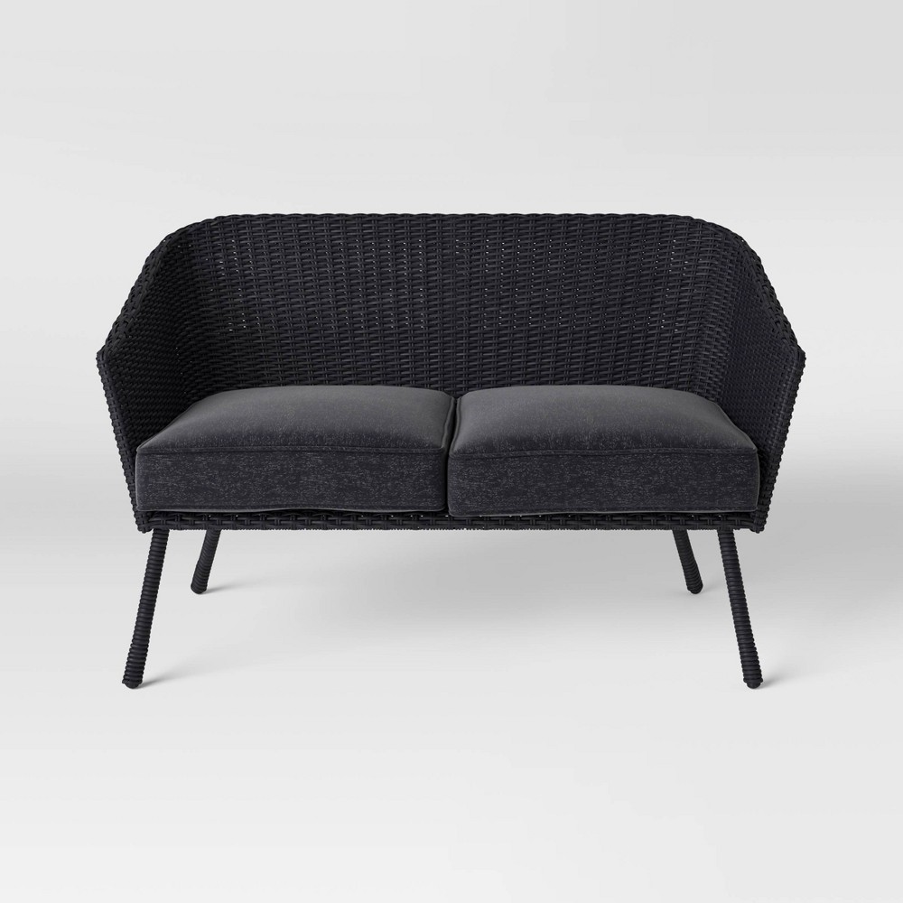 Eliot Wicker Patio Loveseat Gray Threshold