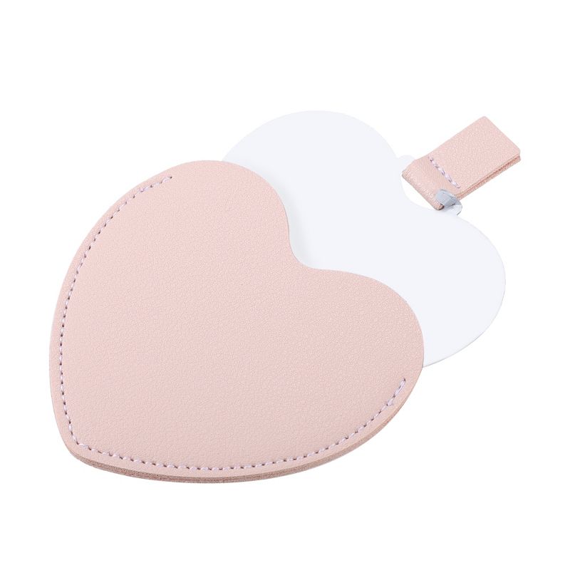 Unique Bargains Stainless Steel Heart Shaped Compact Makeup Mirror and PU Leather Case, 1 of 7
