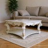 HomeRoots 58" Ivory and Gold Wood Square Coffee Table With Shelf - 2 of 4