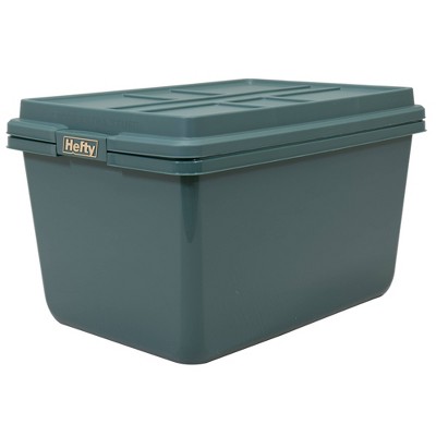 Hefty Hi Rise Storage Tote with Lid and Foil Green/Gold 18 gal