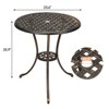24" Round Patio Bistro Table - Cast Aluminum Outdoor Cafe Table with Umbrella Hole for Porch/Backyard/Garden - 3 of 4