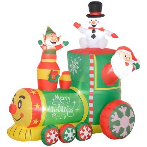 Aghana Digitals 6FT Inflatable Christmas Train with Santa, Snowman & Gingerbread Man, Outdoor Decor - 1 of 4