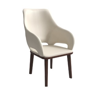 Leather Dining Chair with Rubberwood Base and Padded Seat and Back Vivara Collection - 1 of 4