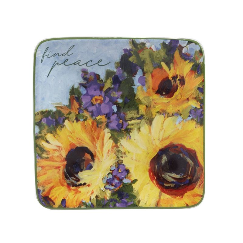Set of 4 Sunflower Bouquet Assorted Canape/Dining Plates - Certified International, 3 of 7