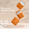 BONGEEK for AirPod Case 2nd 1st Generation Case Cover, Flower Engraved Full Protective Case Soft Silicone Pattern LED Visible,Orange - 2 of 4