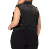 Women's Plus Size Sleeveless Chest Pockets Button-Up Denim Vests - Agnes Orinda - 4 of 4