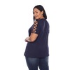 Plus Size Keyhole Neck Cutout Short Sleeve Top - White Mark - 3 of 4
