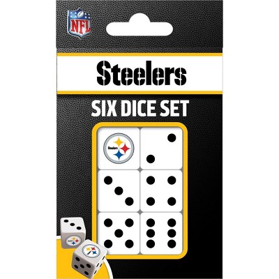 MasterPieces Officially Licensed NFL Pittsburgh Steelers - 6 Piece D6 Gaming Dice Set Ages 6 and Up