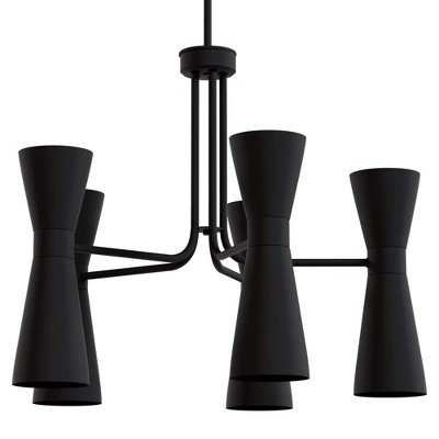 26" 10-Light Zola Flat Chandelier Ceiling Light Fixture Matte Black - Hunter Fan