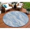 Denim Blue And Sky Blue Abstract Washable Indoor Outdoor Area Rug - 2 of 4