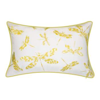 Embroidered Dragonflies Rectangular Indoor/Outdoor Throw Pillow - Edie@Home