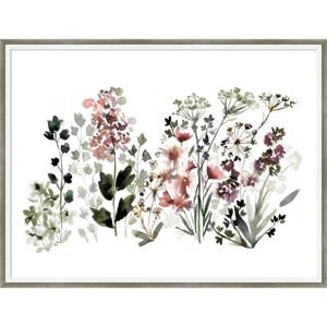 25" x 19" Muted Wildflowers by Sara Berrenson Wood Framed Wall Art Print - Amanti Art: Botanical Lithograph, Horizontal Display - 1 of 4