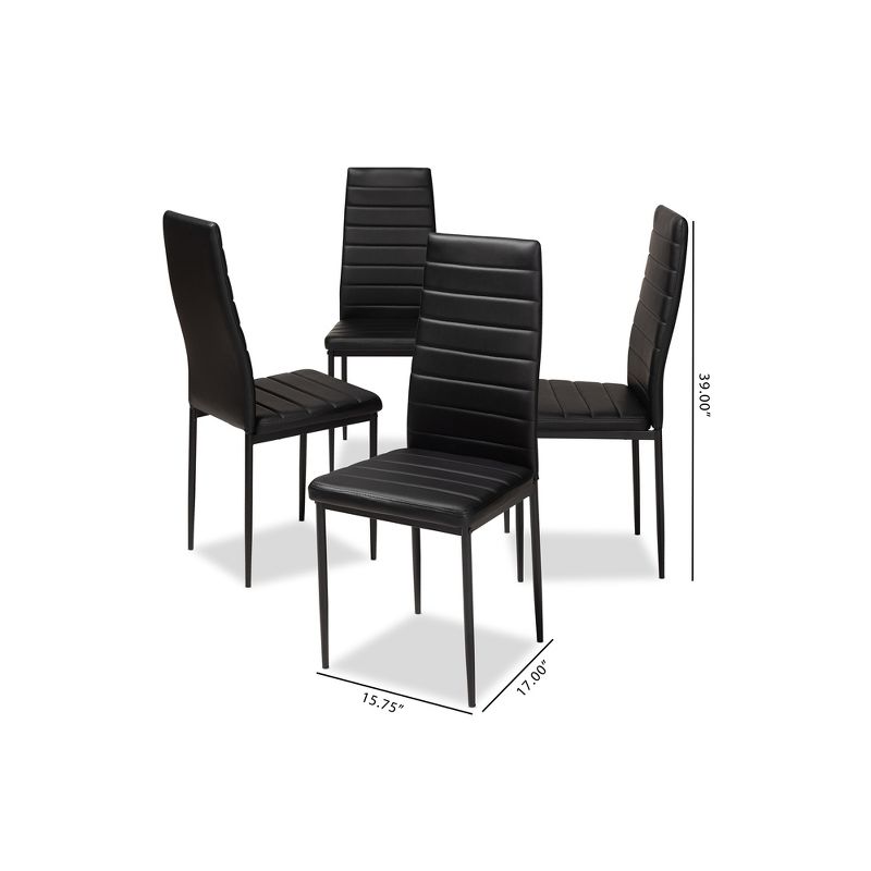 Set of 4 Armand Modern and Contemporary Faux Leather Upholstered Dining Chairs - Baxton Studio, 6 of 7