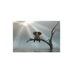 Elephant and Dog are Sitting an a Tree Print on Acrylic Glass by Mike Kiev - iCanvas - 1 of 4