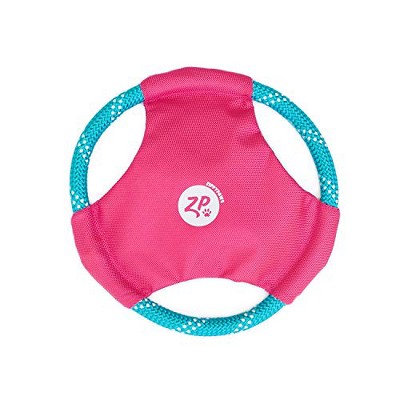 ZippyPaws - Rope Gliderz Durable Outdoor Dog Toy Flying Disc - Magenta