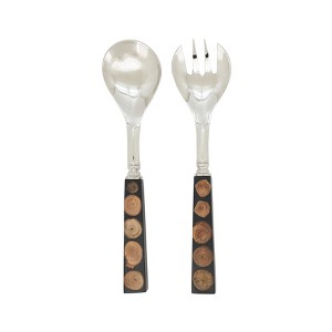 Saro Lifestyle Artisan Wood & Resin Salad Server Set Black - 1 of 4