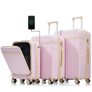 Whisen 3-Piece Luggage Sets, 20"/24"/28" ABS Hardshell Luggage with Spinner Wheels, Front Opening Design - 1 of 4
