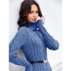 Imily Bela Womens Elegant Solid Color Cable Knit Turtleneck Bodycon Long Sleeve Mini Sweater Dress for Fall - 2 of 4