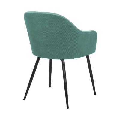 High-Back Two-Tone Teal Velvet Arm Chair with Black Metal Legs