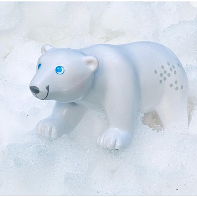 White Plastic Polar Bear Toy Figure with Blue Eyes