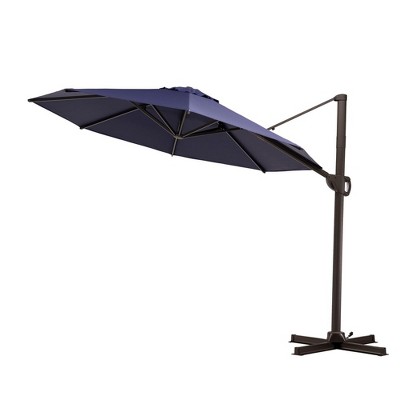 Crestlive Products 10FT Patio Cantilever Umbrella UV30+ Round with 360°Rotation 6 Heights Adjustable Pole Offset Cantilever Outdoor Umbrella