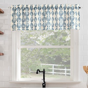 1pc 54"x14" No. 918 Sandbar Seashell Print Semi-Sheer Rod Pocket Kitchen Curtain Valance White - 1 of 4