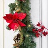 Barton 6' Christmas Garland Red & Gold w/Pinecones Pre-Lit White LED Home - 3 of 4