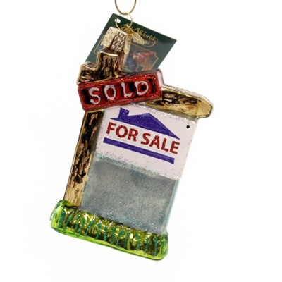 Old World Christmas 4.0" Realty Sign Ornament Houses For Sale Sold  -  Tree Ornaments