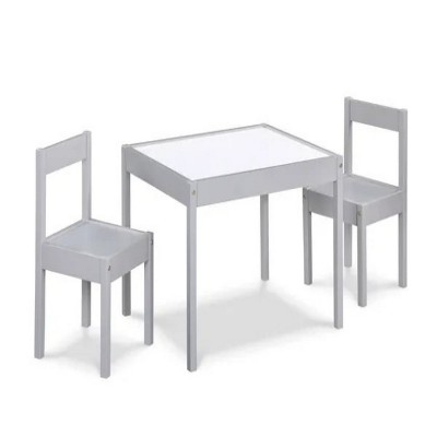 3-Piece Dry Erase Kids Table & Two Chair Set, Gray