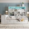 TIRAMISUBEST Full Size Wooden Daybed w/ Desk, All-in-One Storage Platform Bed Frame w/ Drawers, Shelves and Lights - 2 of 4