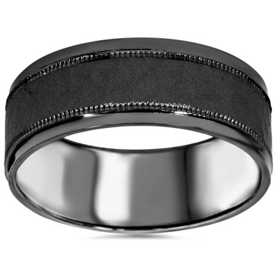 Pompeii3 8mm Hammered 10K Black Gold Mens Wedding Band
