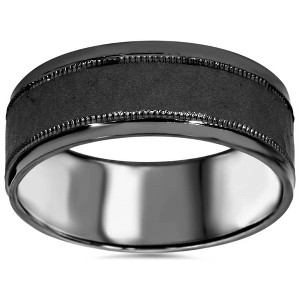 Pompeii3 8mm Hammered 10K Black Gold Mens Wedding Band - 1 of 4